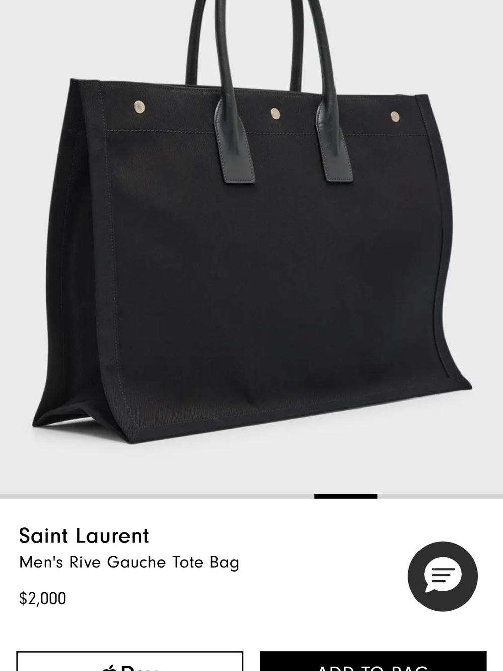 Saint Laurent Black Canvas Rive Gauche Tote with White Logo - Picture 9 of 11